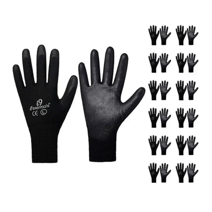 PU Coated Work Gloves | Multi-Purpose | 12 Pairs | Black