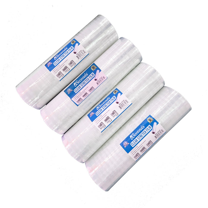 Stretch Wrap 18" x 1500Ft | 800% Stretchable | 80 Gauge | Pack of 4