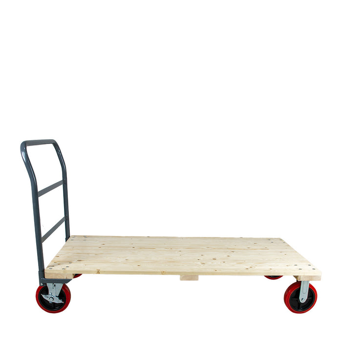 Hardwood Platform Cart | 555025-1 | 3300 Lbs | 8" Red Locking Wheels