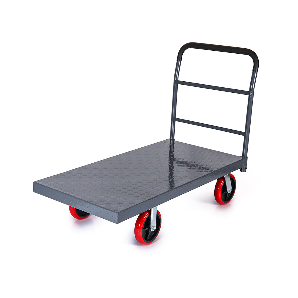 5Seconds™ Flatbed Platform Cart Industrial Dolly Cart Heavy Duty 48” x 24”  Platform Hand Truck Push Cart Super Heavy Duty Diamond Plate Flatbed Cart