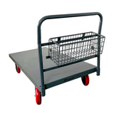 5Seconds™ Flatbed Platform Cart Industrial Dolly Cart Heavy Duty 60” x 30” Platform Hand Truck Push Cart Super Heavy Duty Flatbed Cart with 3000Lb Capacity 8'' Swivel Wheels Commercial Moving Cart w/Basket