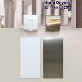 Reversible Wall Guard for Hand Dryer, Aluminum Wall Splash Guard with Adhesive Tape Strips | White and Grey Color | 31-3/4" x 15-3/4" x 3/64"