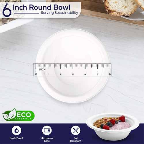 Compostable Bowls | Hot & Cold Food | 6" 12oz | 500 Pcs
