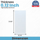 Reversible Wall Guard for Hand Dryer, Aluminum Wall Splash Guard with Adhesive Tape Strips | White and Grey Color | 31-3/4" x 15-3/4" x 3/64"