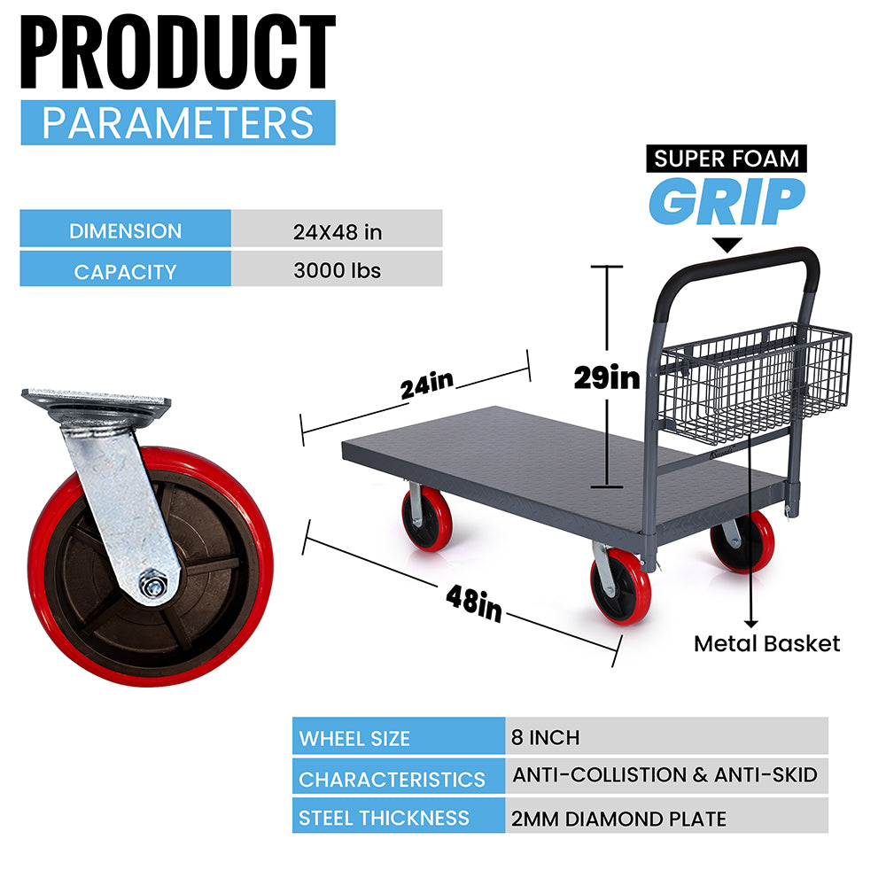 Flatbed Platform Cart Industrial Dolly Cart