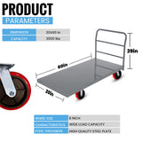 5Seconds™ Flatbed Platform Cart Industrial Dolly Cart Heavy Duty 60” x 30” Platform Hand Truck Push Cart Super Heavy Duty Flatbed Cart with 3000Lb Capacity 8'' Swivel Wheels Commercial Moving Cart