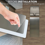 Reversible Wall Guard for Hand Dryer, Aluminum Wall Splash Guard with Adhesive Tape Strips | White and Grey Color | 31-3/4" x 15-3/4" x 3/64"