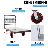 5Seconds™ Flatbed Platform Cart Industrial Dolly Cart Heavy Duty 60” x 30” Platform Hand Truck Push Cart Super Heavy Duty Flatbed Cart with 3000Lb Capacity 8'' Swivel Wheels Commercial Moving Cart w/Basket