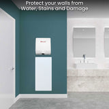 Reversible Wall Guard for Hand Dryer, Aluminum Wall Splash Guard with Adhesive Tape Strips | White and Grey Color | 31-3/4" x 15-3/4" x 3/64"