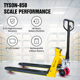 5Seconds Tyson 850 Pallet Jack Scale Truck, 5500 lb Capacity, 27"x 48" Pallet Jack Forklift with Built-in Digital Scale, 1lb Readability, Heavy-Duty Industrial Pallet Truck for Warehouse