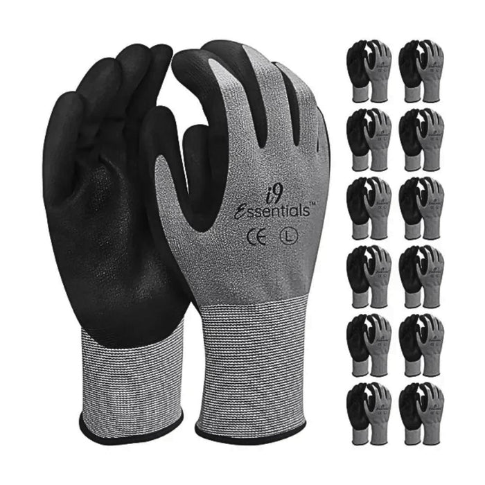 Micro-Foam Nitrile Coated Work Gloves | Multi-Purpose | 12 Pairs | Grey