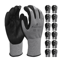 i9 Essentials 12 pairs of gloves Micro-Foam | Touchscreen Nitrile Coated Work Gloves | Large Multi-Purpose Safety Gloves for Men/Women - Grey