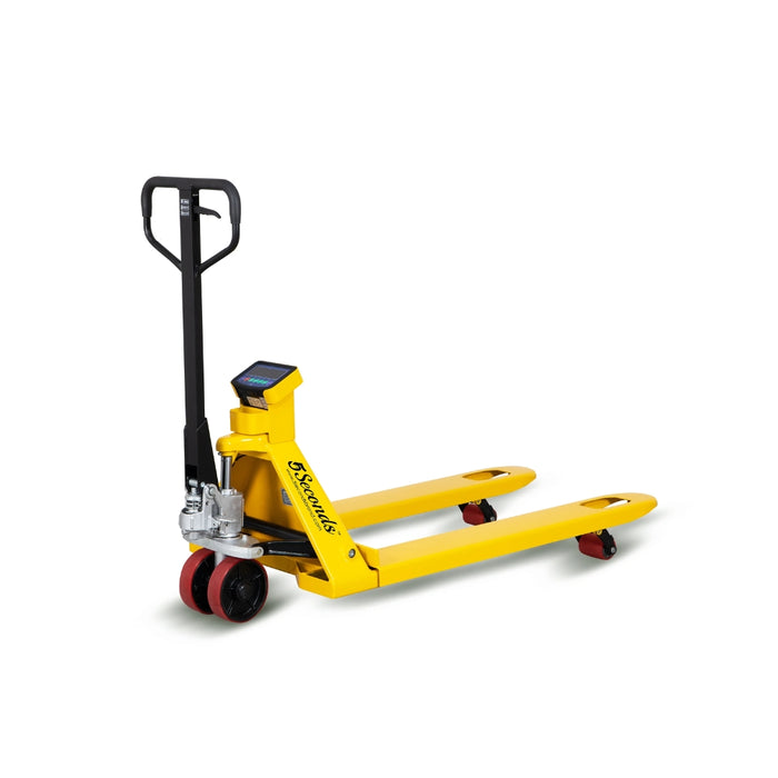 5Seconds Tyson 750 Pallet Jack Scale With Scale Truck, 5000 lb Capacity, 27"x 48" Pallet Jack Forklift with Built-in Digital Scale, 1lb Readability, Heavy-Duty Industrial Pallet Truck for Warehouse
