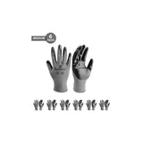 i9 Essentials 6 Pairs of gloves Medium Nitrile-Coated Work Gloves | Lightweight Multi-Purpose Safety Gloves with Grip - Grey and Black