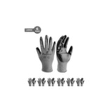 i9 Essentials 6 Pairs of gloves Large Nitrile-Coated Work Gloves | Lightweight Multi-Purpose Safety Gloves with Grip - Grey and Black