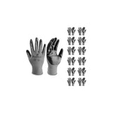 i9 Essentials 12 Pairs of gloves Large Nitrile-Coated Work Gloves | Lightweight Multi-Purpose Safety Gloves with Grip - Grey and Black