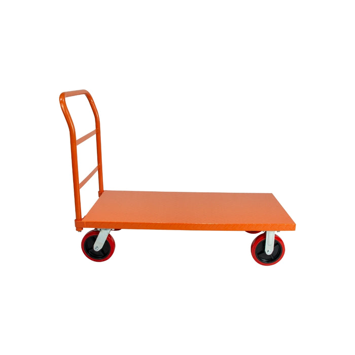 STEEL STRONG Platform Cart 48” X 24” with 3300 Lbs Load Capacity, and 8" Red Swivel Wheels With Lock, Diamond Plated