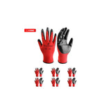 i9 Essentials 6 Pairs of gloves Large Nitrile-Coated Work Gloves | Lightweight Multi-Purpose Safety Gloves with Grip - Red & Black