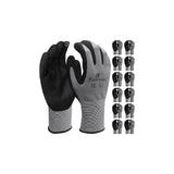 i9 Essentials 12 pairs of gloves Micro-Foam | Touchscreen Nitrile Coated Work Gloves | Large Multi-Purpose Safety Gloves for Men/Women - Grey