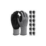 i9 Essentials 12 pairs of gloves Micro-Foam | Nitrile Coated Work Gloves | Large Multi-Purpose Safety Gloves for Men/Women - Grey