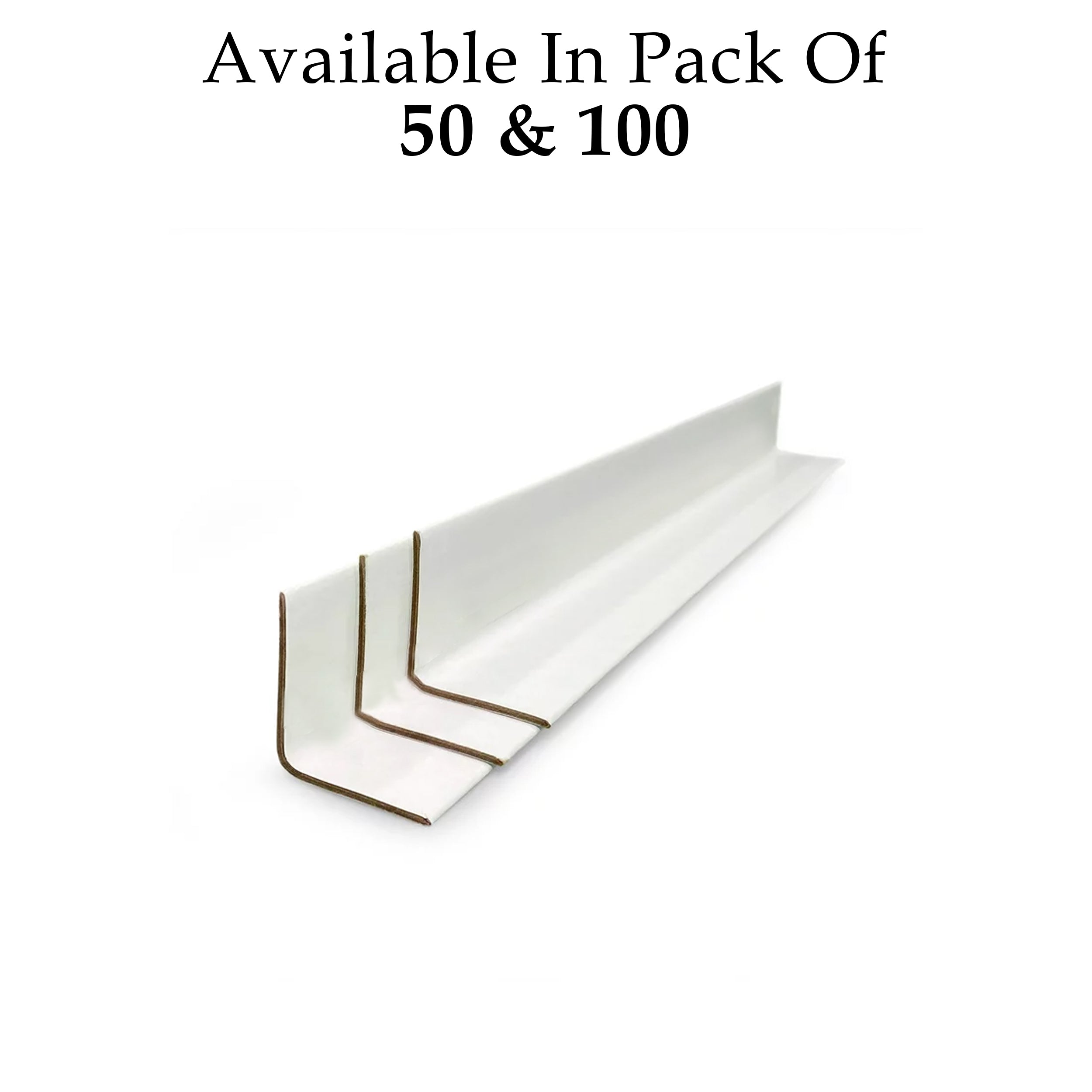 Cardboard Edge Protectors 24'' X 2'' X 2'' Pack of 100 cardboard protectors for pallets, White V-Board Reinforced Edges/Corners for Shipping, Corner Protectors for Moving/Packing