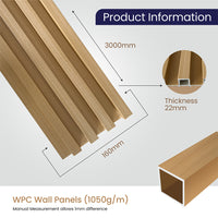 Decorative Wall Panels of Light Oak | 0.86 in. x ½ ft. x 10 ft Low Maintenance Easy Clean Diffuser Decorative WPC Wall Panelling (22 sq. ft/Case)