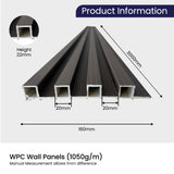 Cloud Grey WPC Wall Panel | 0.86 in. x ½ ft. x 10 ft Low Maintenance Easy Clean Diffuser Decorative WPC Wall Panelling (22 sq. ft/Case)