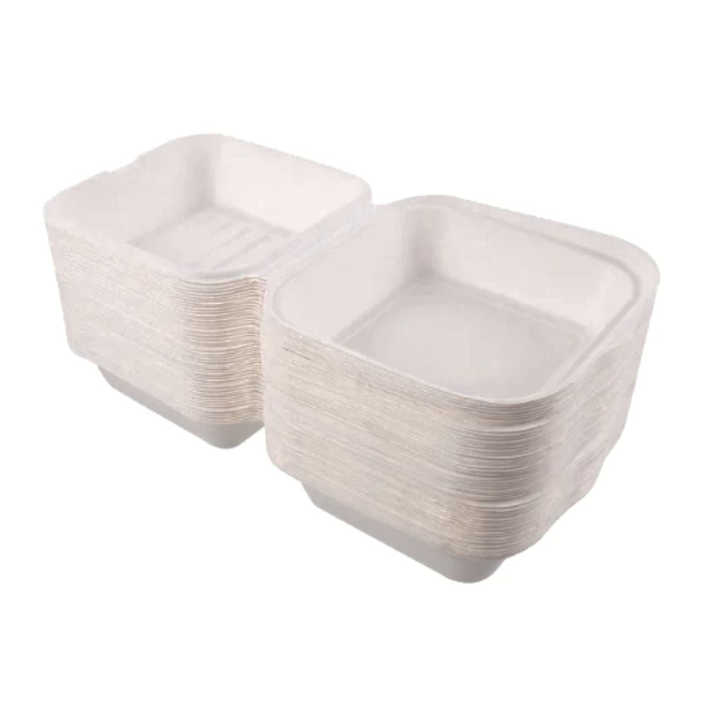 Biodegradable Sugarcane Bagasse Take out Container for Hot and Cold Food | 6"x 6" | 500 Pcs Burger Box | Environmental Friendly