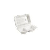 Biodegradable Sugarcane Bagasse 2 Compartment Take out Container for Hot and Cold Food | 9"x 6" | 200 Pcs | Environmental Friendly