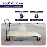 MAXLOAD Heavy Duty hardwood Industrial Platform Cart 60"X 30” with 2000 lbs Capacity, and 8" red swivel wheels with lock