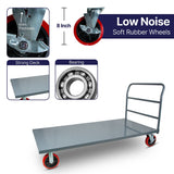 MAXLOAD Heavy Duty Industrial Platform Cart 72"X 36” with 2000 lbs Capacity, and 8" red swivel wheels with Lock