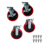 MAXLOAD Heavy Duty Industrial Platform Cart 72"X 36” with 2400 lbs Capacity, and 8" red swivel wheels with Lock