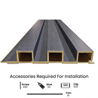 Anchor Grey WPC Wall Panel | 1.18 in. x 7.87 in. x 10 ft Low Maintenance Easy Clean Diffuser Decorative WPC Wall Panelling (38.7 sq. ft/Case)