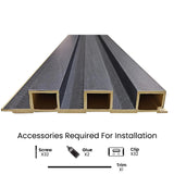 Anchor Grey WPC Wall Panel | 1.18 in. x 7.87 in. x 10 ft Low Maintenance Easy Clean Diffuser Decorative WPC Wall Panelling (38.7 sq. ft/Case)