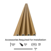 Decorative Wall Panels of Light Oak | 0.86 in. x ½ ft. x 10 ft Low Maintenance Easy Clean Diffuser Decorative WPC Wall Panelling (22 sq. ft/Case)