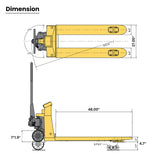 TYSON 750, Steel Pallet jack with digital scale, 5500 lbs, Fork sizes 48" x 27"