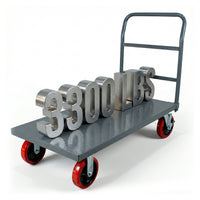 Steel Strong Diamond Plated Industrial Platform Cart 48"x24", 3300 Lbs, "8" Red Locking Wheels