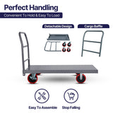 STEEL STRONG Heavy Duty Diamond Plated Industrial Platform Cart 48” X 24” with 2000 lbs Capacity, and 8" red swivel wheels with Lock