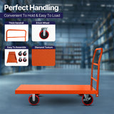 STEEL STRONG Heavy Duty Diamond Plated Industrial Platform Cart 60” X 30” with 2000 lbs Capacity, and 8" red swivel wheels with Lock