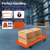 STEEL STRONG Heavy Duty Diamond Plated Industrial Platform Cart 60” X 30” with 2000 lbs Capacity, and 8" red swivel wheels with Lock