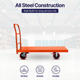 STEEL STRONG Heavy Duty Diamond Plated Industrial Platform Cart 60” X 30” with 2000 lbs Capacity, and 8" red swivel wheels with Lock