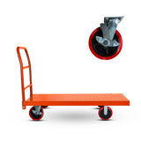 STEEL STRONG Heavy Duty Diamond Plated Industrial Platform Cart 60” X 30” with 2000 lbs Capacity, and 8" red swivel wheels with Lock