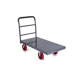 STEEL STRONG Heavy Duty Diamond Plated Industrial Platform Cart 48” X 24” with 2000 lbs Capacity, and 8' red swivel wheels