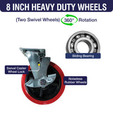 MAXLOAD Heavy Duty Industrial Platform Cart 60"X 30” with 3300 lbs Capacity, and 8" red swivel wheels with Lock