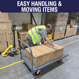 MAXLOAD Heavy Duty Industrial Platform Cart 60"X 30” with 3300 lbs Capacity, and 8" red swivel wheels with Lock