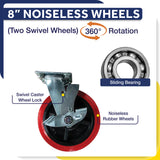 STEEL STRONG Heavy Duty Diamond Plated Industrial Platform Cart 60” X 30” with 3300 lbs Capacity, and 8" red swivel wheels with Lock