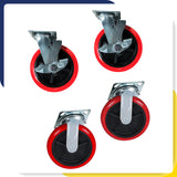 STEEL STRONG Heavy Duty Diamond Plated Industrial Platform Cart 60” X 30” with 3300 lbs Capacity, and 8" red swivel wheels with Lock