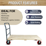 MAXLOAD Heavy Duty hardwood Industrial Platform Cart 60"X 30” with 3300 lbs Capacity, and 8" red swivel wheels with lock