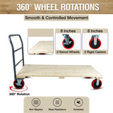 MAXLOAD Heavy Duty hardwood Industrial Platform Cart 60"X 30” with 3300 lbs Capacity, and 8" red swivel wheels with lock