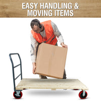 MAXLOAD Heavy Duty hardwood Industrial Platform Cart 60"X 30” with 3300 lbs Capacity, and 8" red swivel wheels with lock